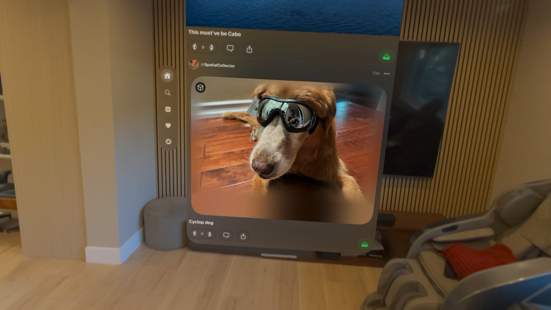 TiiHub social feed on Apple Vision Pro with spatial media and 3D content in visionOS